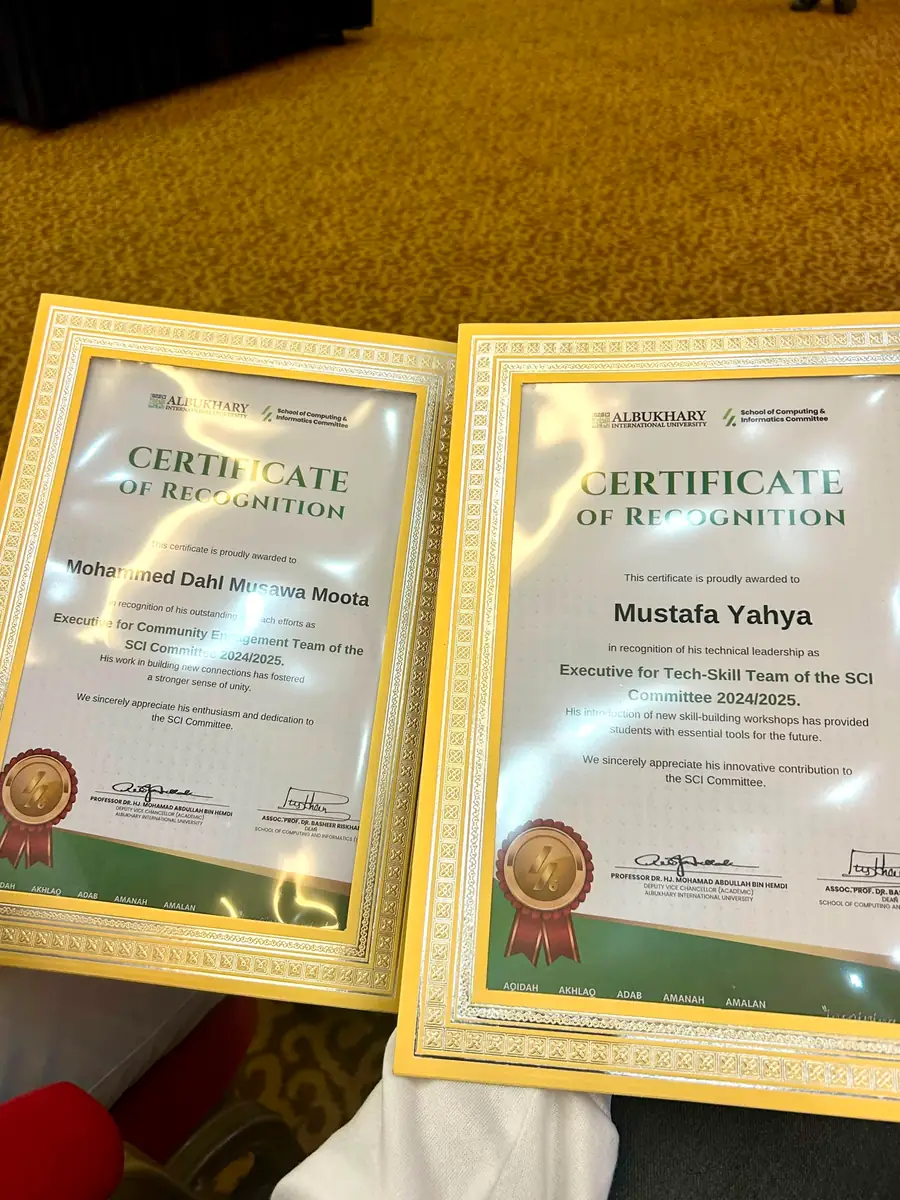 Two certificates of recognition laid out side by side.