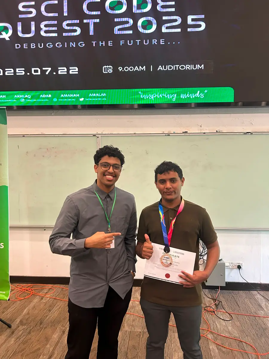Receiving a certificate at SCI Code Quest 2025.